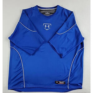 Under Armour Baseball Shirt Men L Blue 3/4 Raglan AllSeason HeatGear L